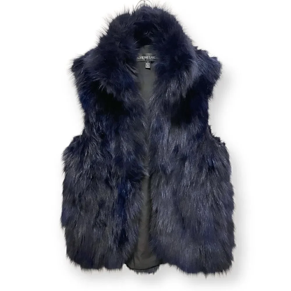 ADRIENNE LANDAU Blue Fur Vest |Size:Medium|